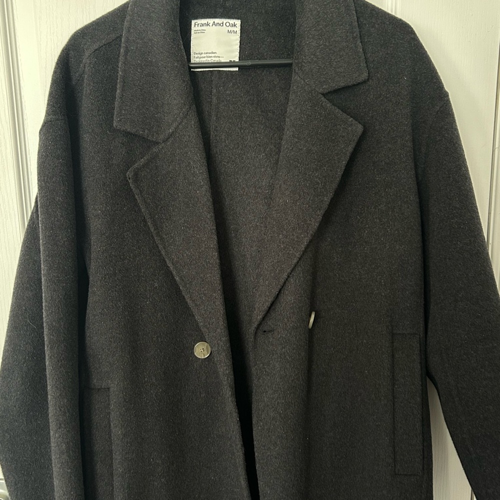 Frank&Oak Dark Gray Wool Overcoat